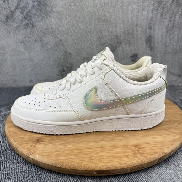 Nike Shoes Womens Size 8.5 White Court Vision Low Iridescent Swoosh CW5596-100 - Picture 3 of 10
